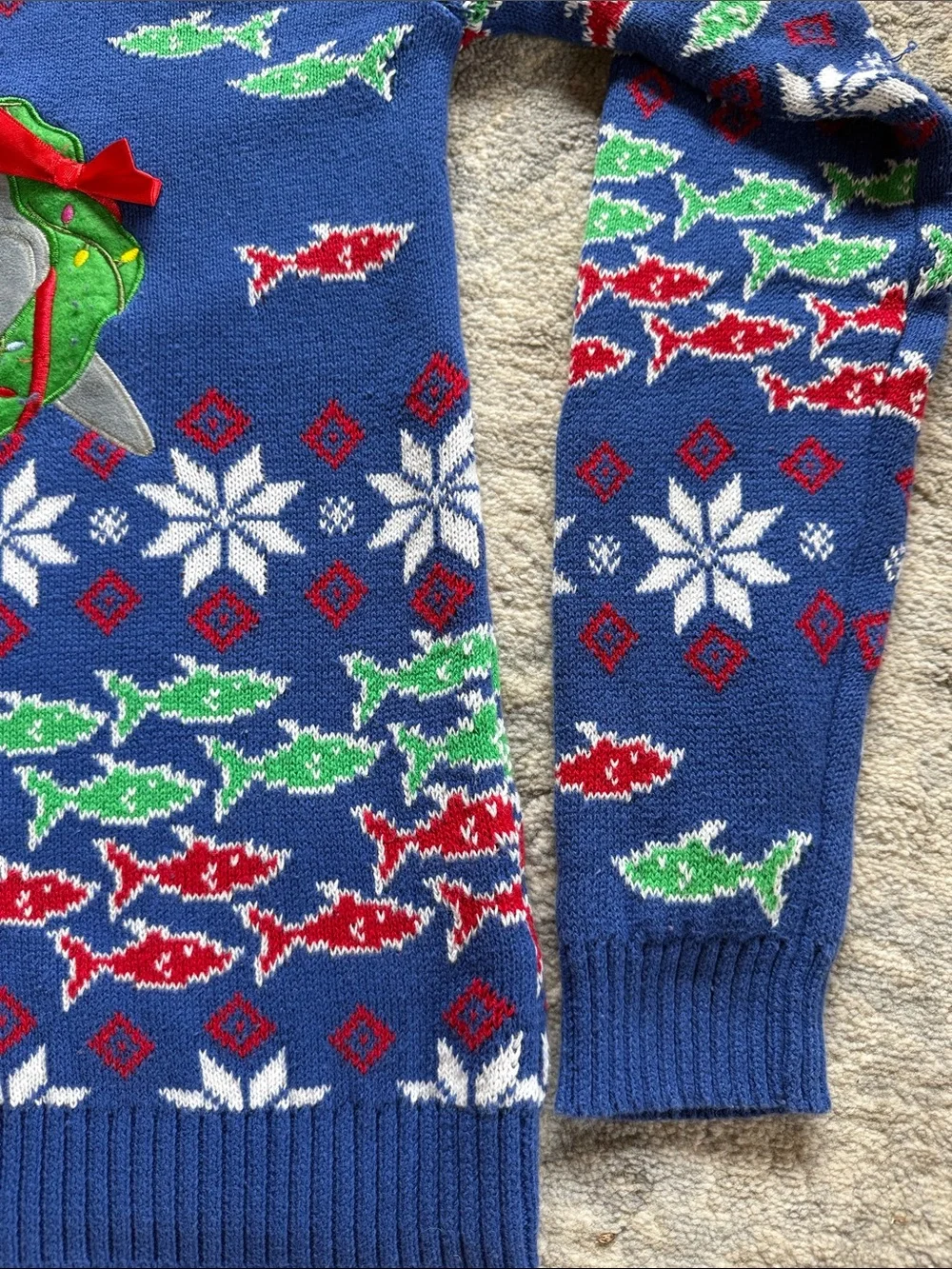 Shark Wreath Holiday Sweater - Blue